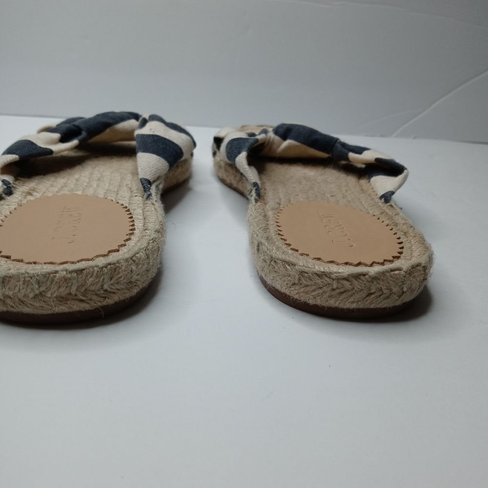 J. Crew Knotted Navy and White Espadrille Slides - Picture 6 of 7